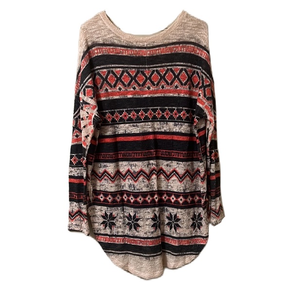 Luna Chic, Long Sleeves, Slit Sides, Uneven Top, Multi Colors, Size Medium - Picture 2 of 4